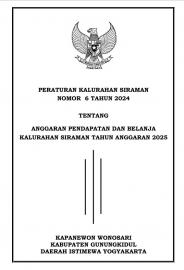 Peraturan Kalurahan Siraman Nomor 6 Tahun 2024 tentang APBKal Tahun Anggaran 2025